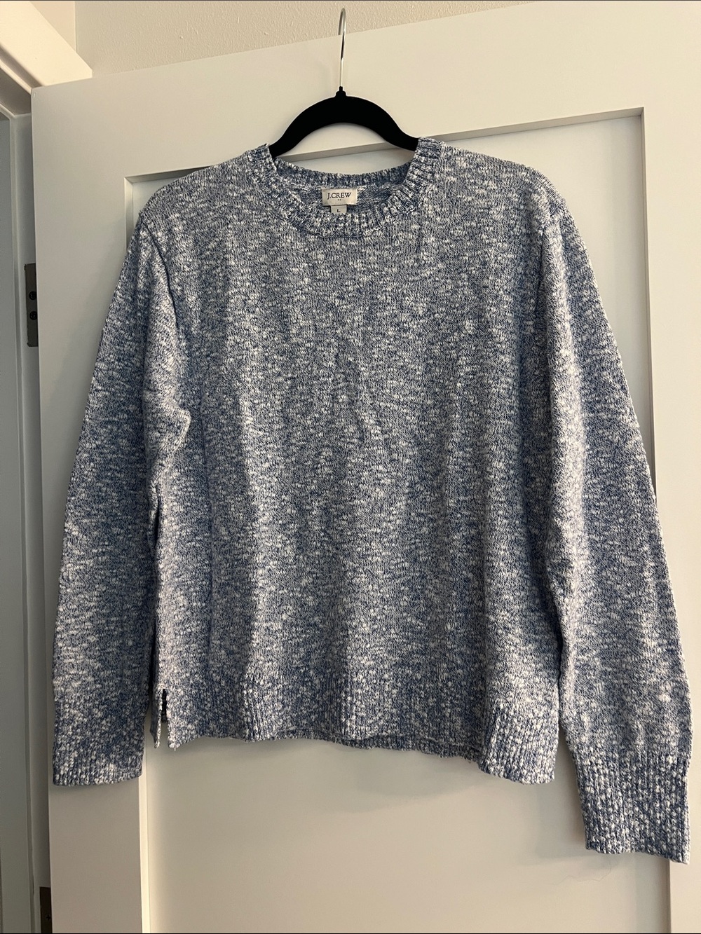 J. Crew Women's Heathered Light Blue Crewneck Sweater